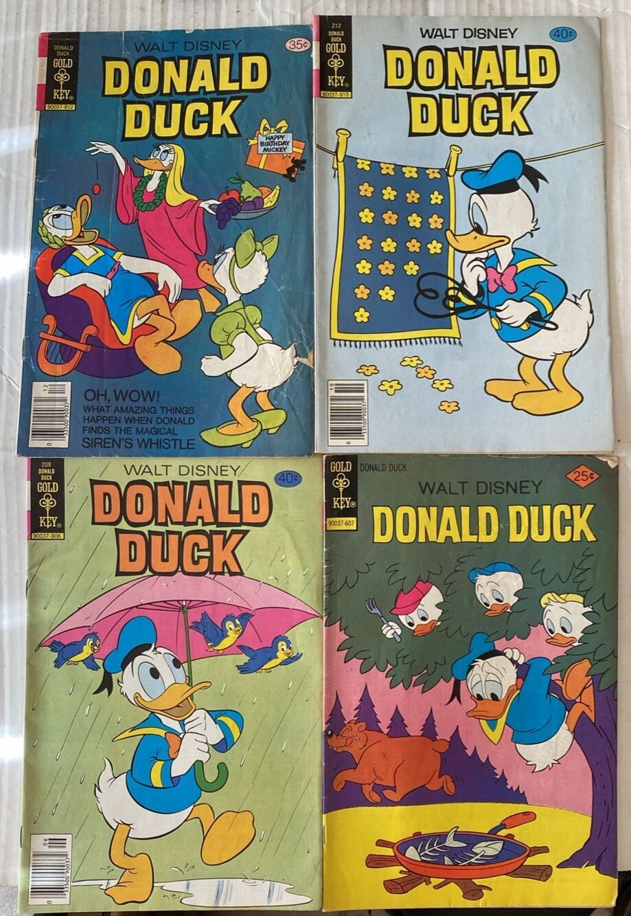 Donald Duck Comic Lot 4 Gold Key 1970s Bronze Age Disney #166 #174 #206 #211